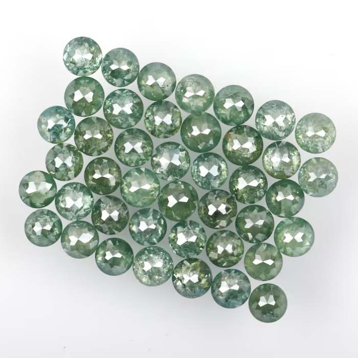 3.93 CT, 2.5 To 2.7 MM | Natural Green Diamond | Round Rose Cut Diamond | Natural Loose Diamond - Minimal Carbon