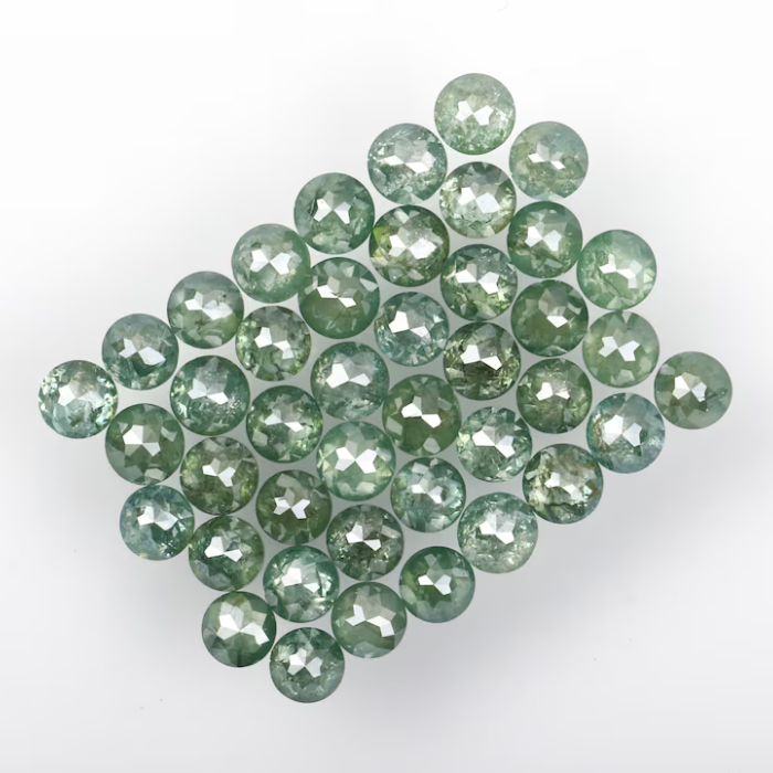 3.93 CT, 2.5 To 2.7 MM | Natural Green Diamond | Round Rose Cut Diamond | Natural Loose Diamond - Minimal Carbon