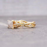 Princess Cut Natural Diamond Leaf Style Engagement Ring