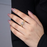 Princess Cut Natural Diamond Leaf Style Engagement Ring