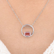 Pink Tourmaline October Birthstone Circle Pendant