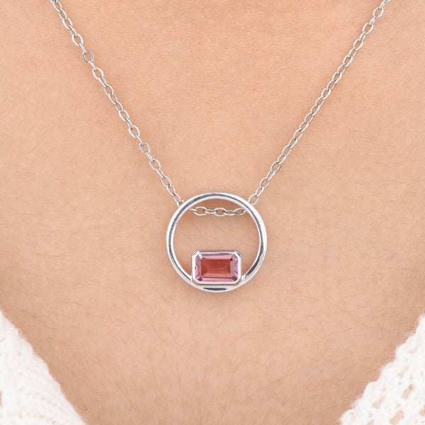 Pink Tourmaline Circle Pendant