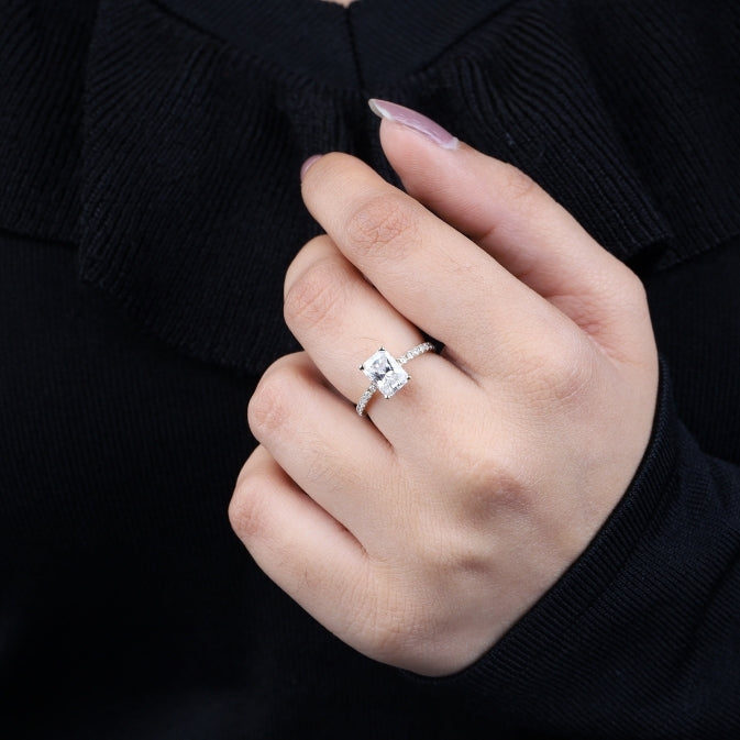 Radiant Cut Lab Diamond Engagement Ring
