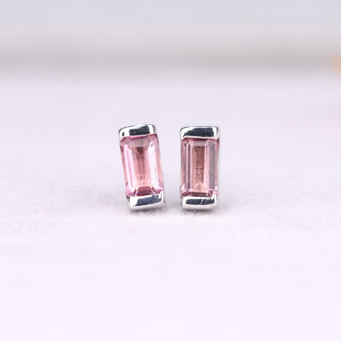 Pink Tourmaline Stud Earrings