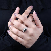 Crown Vintage Style Salt And Pepper Diamond Ring