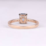 Radiant-Cut Light Blue Gemstone Ring with Diamond Pavé Band in Rose Gold