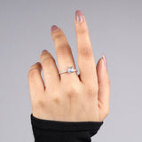 Radiant-Cut Light Blue Gemstone Ring with Diamond Pavé Band in Rose Gold