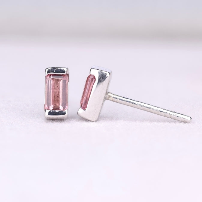 Pink Tourmaline Stud Earrings