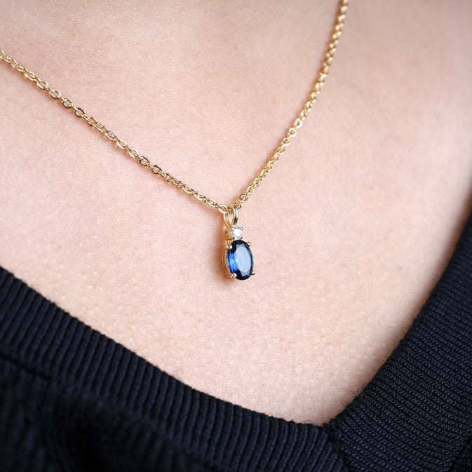 Oval Blue Sapphire Pendant