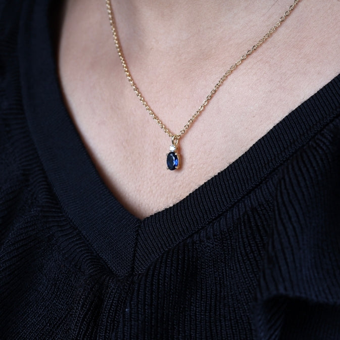 Oval Blue Sapphire Pendant