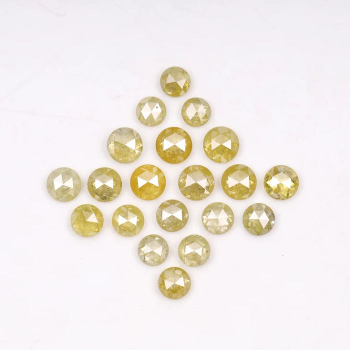 Natural Yellow Color Loose Round Rose Cut Diamond - Minimal Carbon