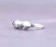 Half Bezel Set Hexagon Cut Lab Diamond Solitaire Ring