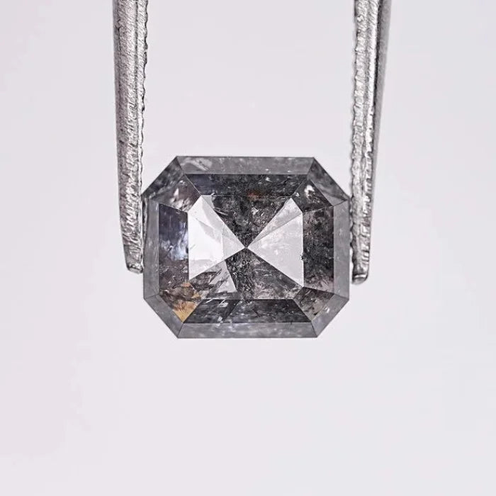 1.71 Carat Emerald Brilliant Cut Salt & Pepper Natural Loose Diamond