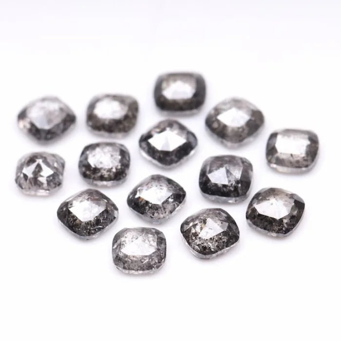 4.00 MM Cushion Cut Salt And Pepper Melee Diamond