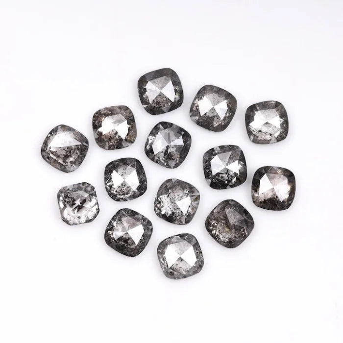4.00 MM Cushion Cut Salt And Pepper Melee Diamond