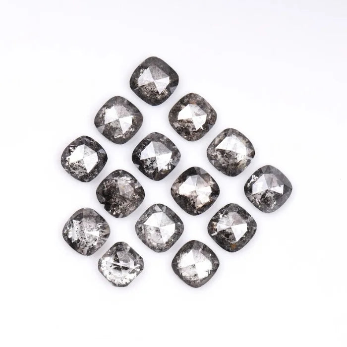 4.00 MM Cushion Cut Salt And Pepper Melee Diamond