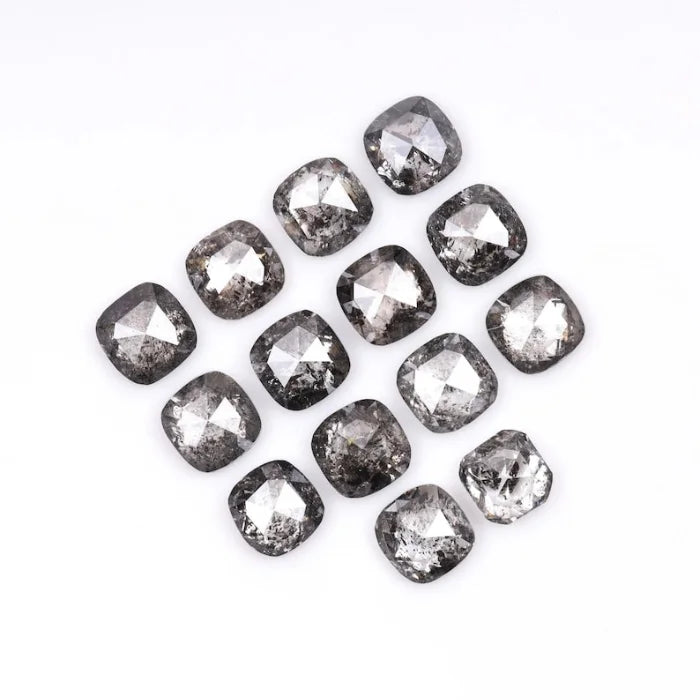 4.00 MM Cushion Cut Salt And Pepper Melee Diamond