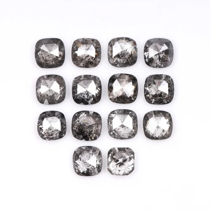 4.00 MM Cushion Cut Salt And Pepper Melee Diamond