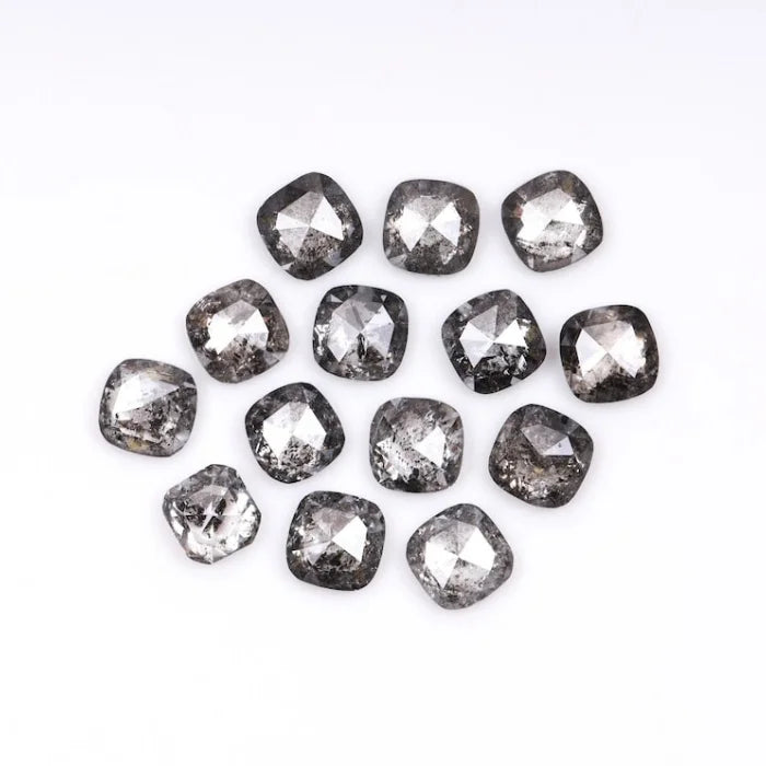 4.00 MM Cushion Cut Salt And Pepper Melee Diamond