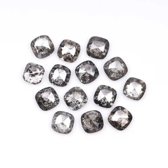 4.00 MM Cushion Cut Salt And Pepper Melee Diamond