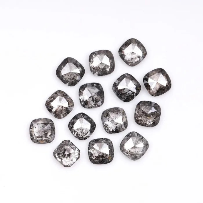 4.00 MM Cushion Cut Salt And Pepper Melee Diamond