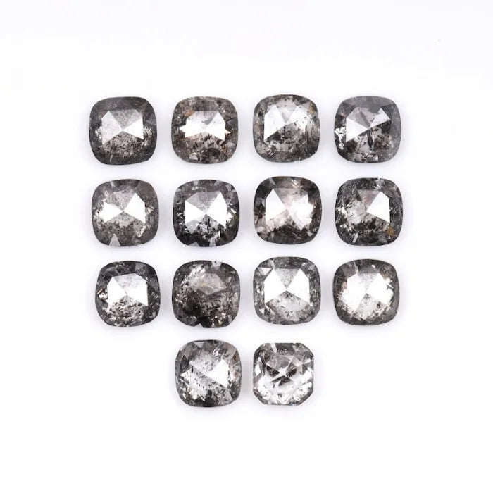 4.00 MM Cushion Cut Salt And Pepper Melee Diamond