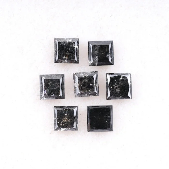 4.00 MM Princess Cut Salt And Pepper Melee Diamond