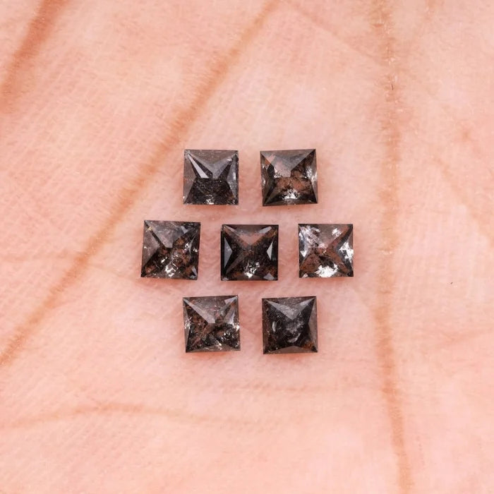 4.00 MM Princess Cut Salt And Pepper Melee Diamond