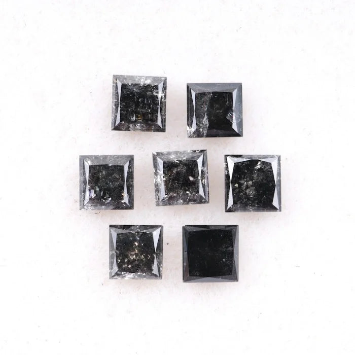 4.00 MM Princess Cut Salt And Pepper Melee Diamond