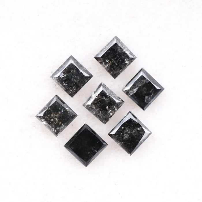 4.00 MM Princess Cut Salt And Pepper Melee Diamond