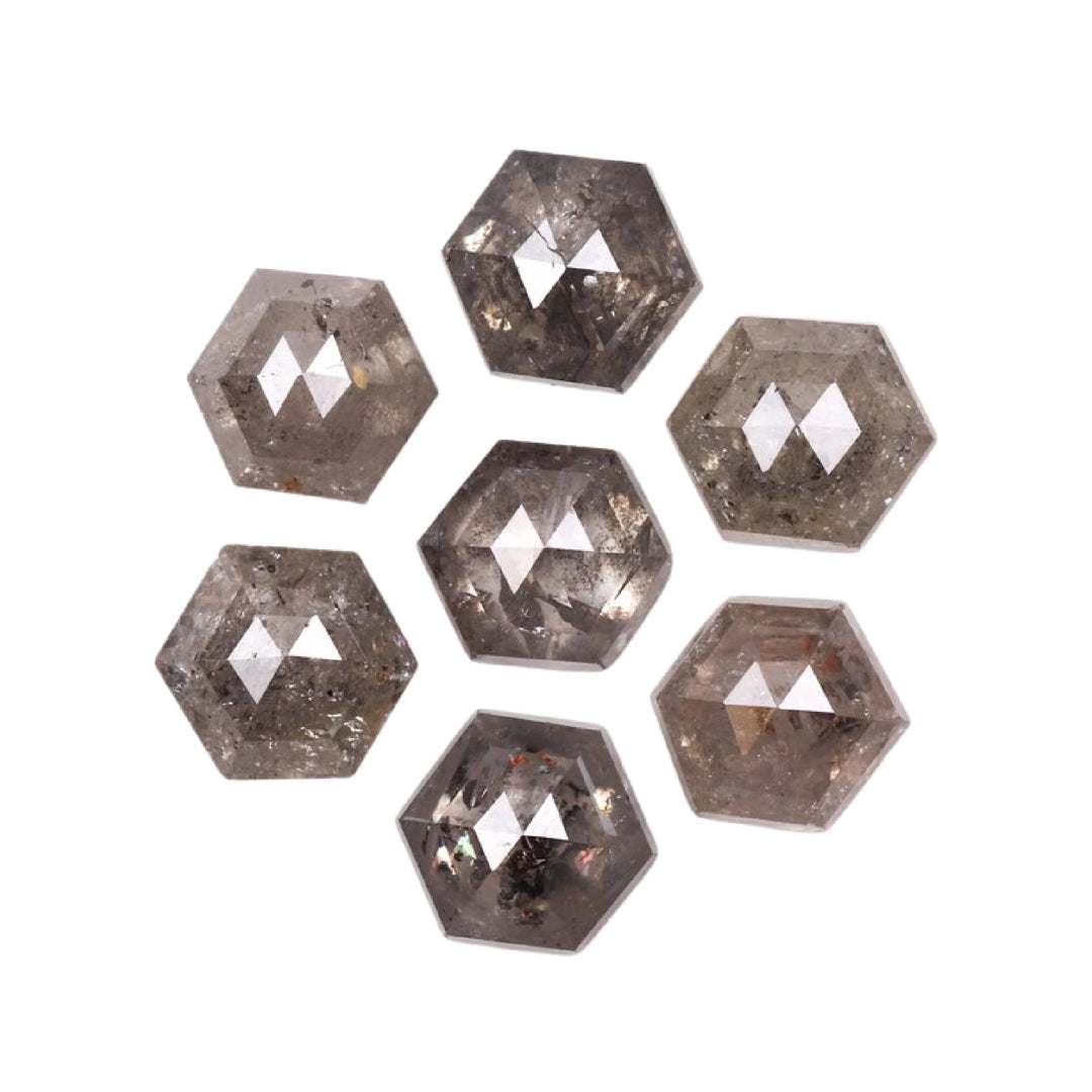 4.0 MM Salt and Pepper Hexagon Melee Diamonds