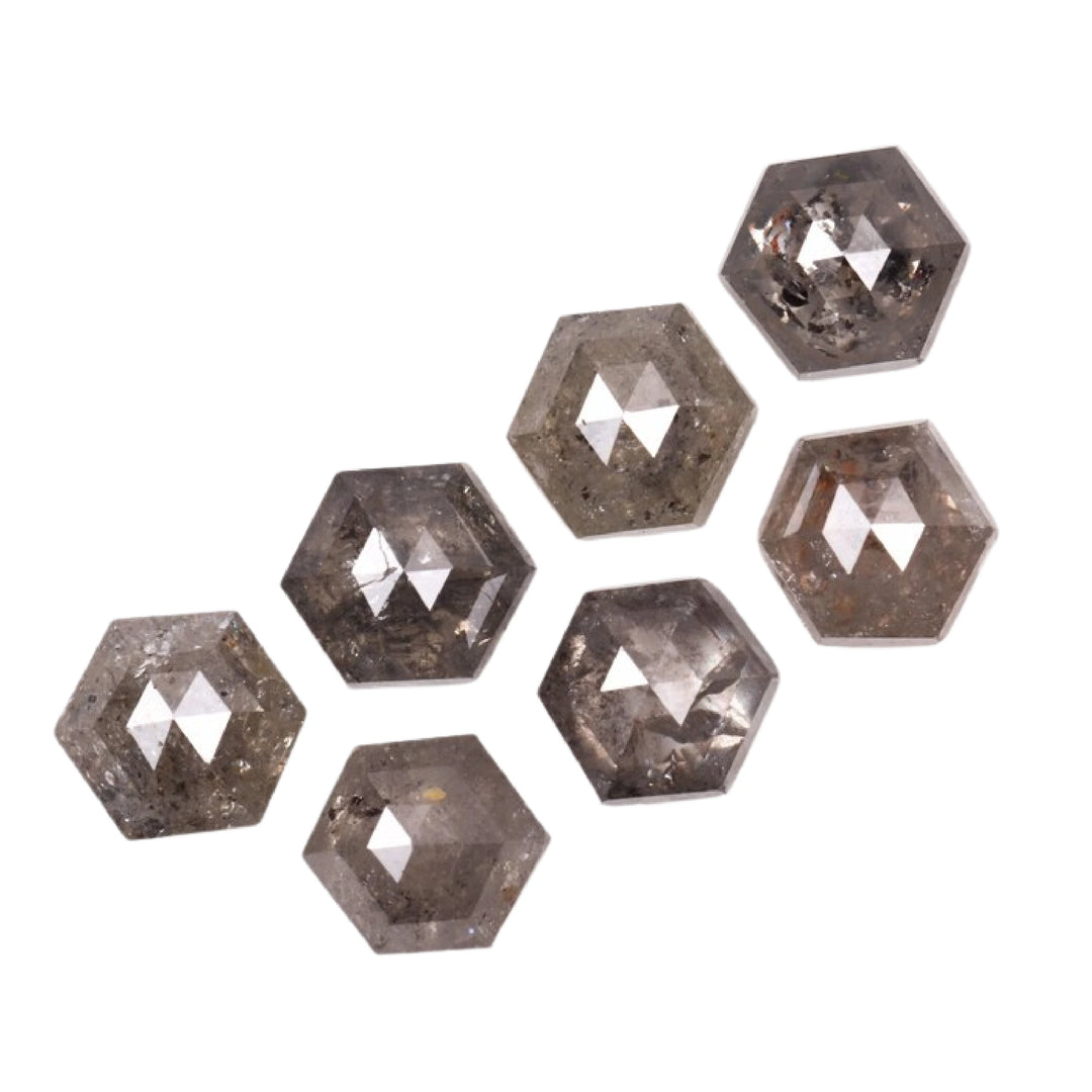 4.0 MM Salt and Pepper Hexagon Melee Diamonds