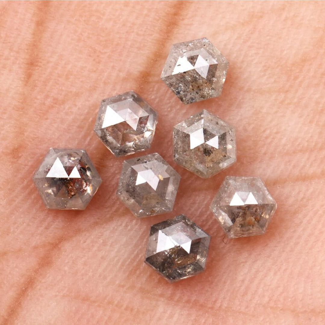 4.0 MM Salt and Pepper Hexagon Melee Diamonds