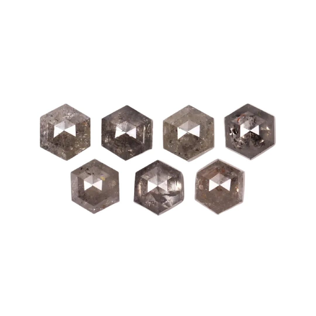 4.0 MM Salt and Pepper Hexagon Melee Diamonds