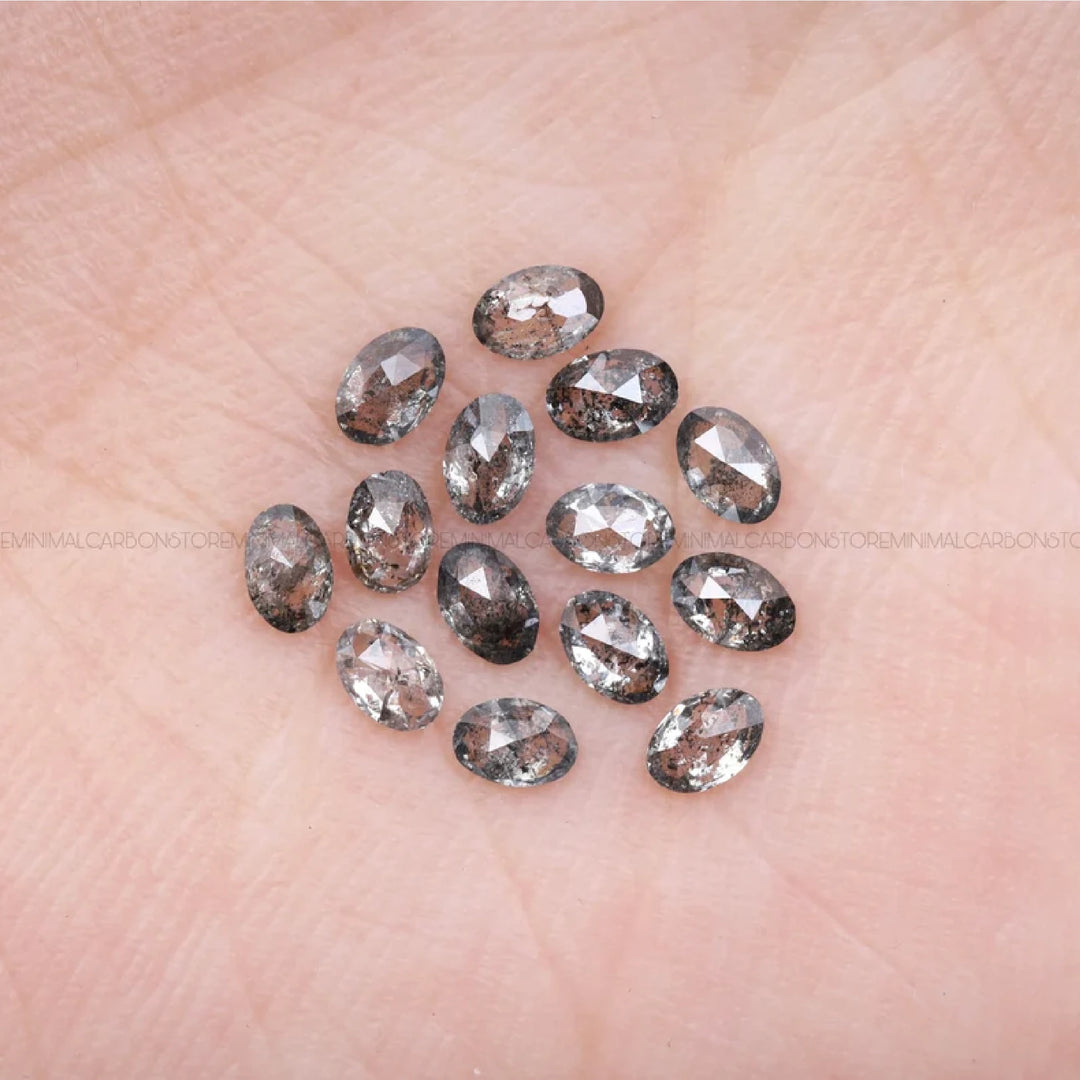 4.0 X 2.5 MM Salt and Pepper Oval Cut Diamonds
