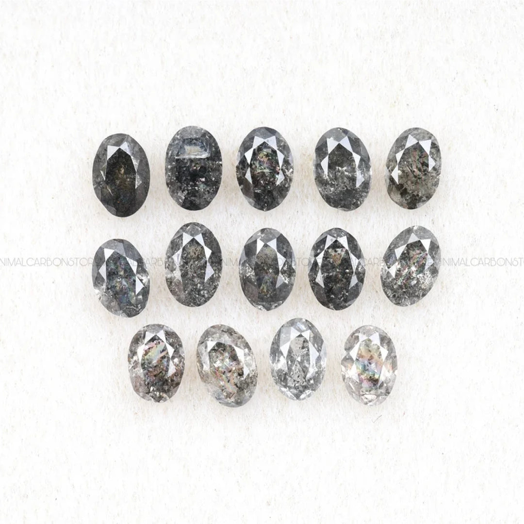 4.0 X 3.0 MM Salt and Pepper Oval Cut Diamonds