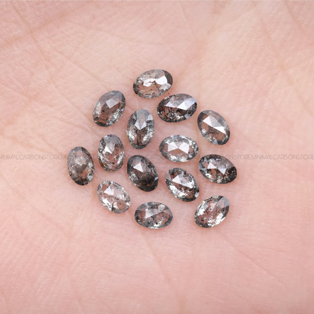 4.0 X 3.0 MM Salt and Pepper Oval Cut Diamonds