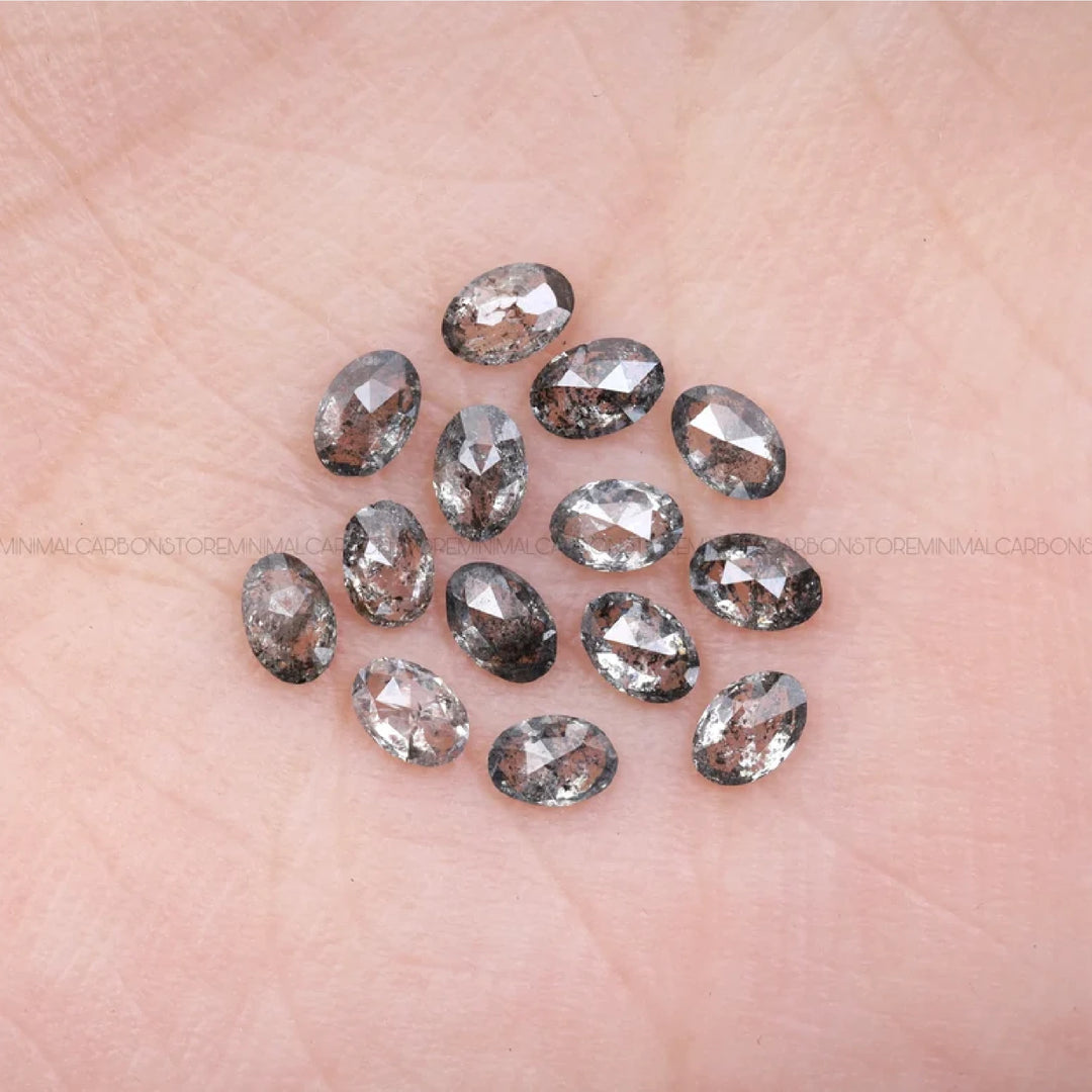 4.0 X 3.0 MM Salt and Pepper Oval Cut Diamonds