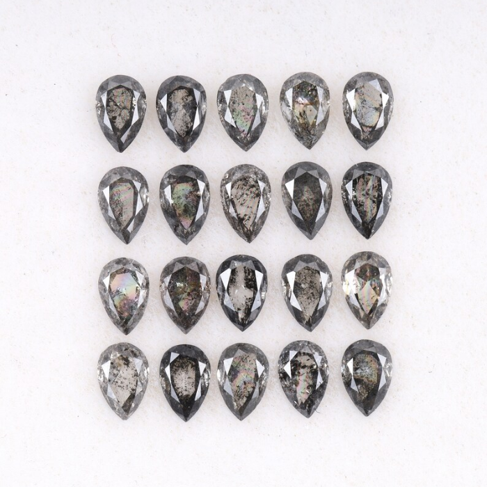 Pear Cut Natural Salt And Pepper Diamond