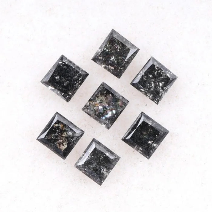 4.25 MM Princess Cut Salt And Pepper Melee Diamond