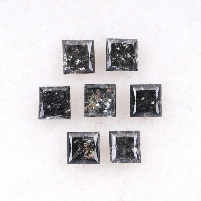 4.25 MM Princess Cut Salt And Pepper Melee Diamond