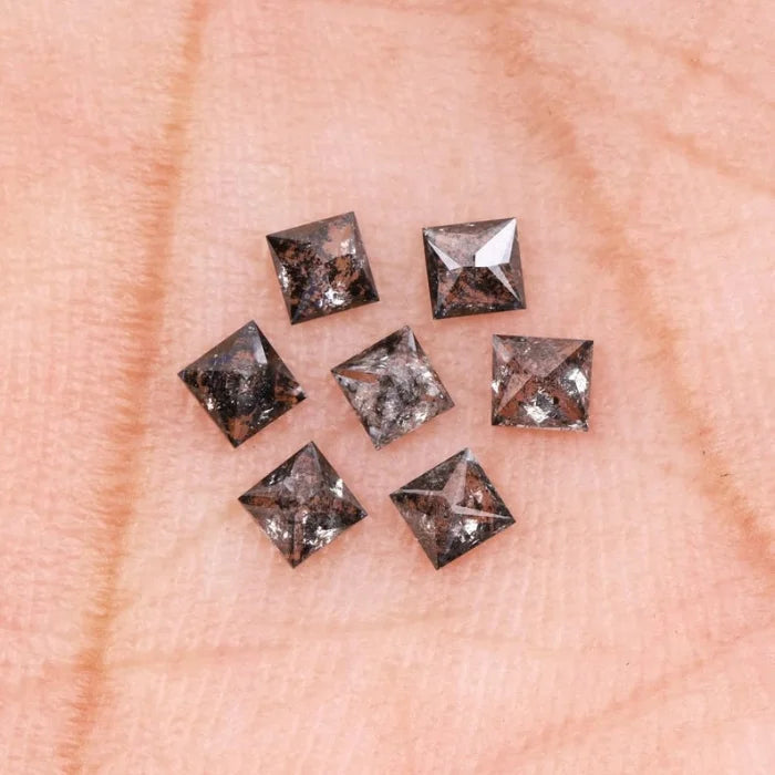 4.25 MM Princess Cut Salt And Pepper Melee Diamond