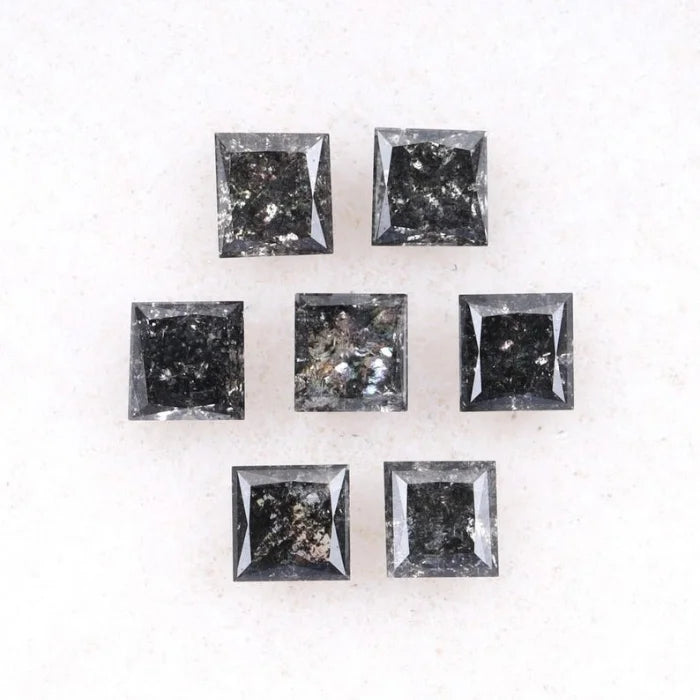 4.25 MM Princess Cut Salt And Pepper Melee Diamond