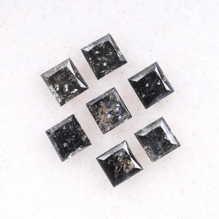 4.25 MM Princess Cut Salt And Pepper Melee Diamond