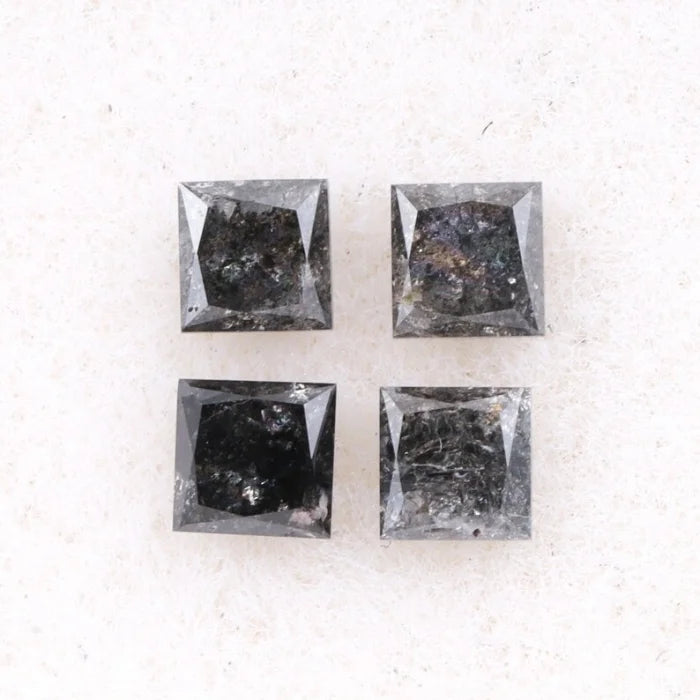 4.50 MM Princess Cut Salt And Pepper Melee Diamond