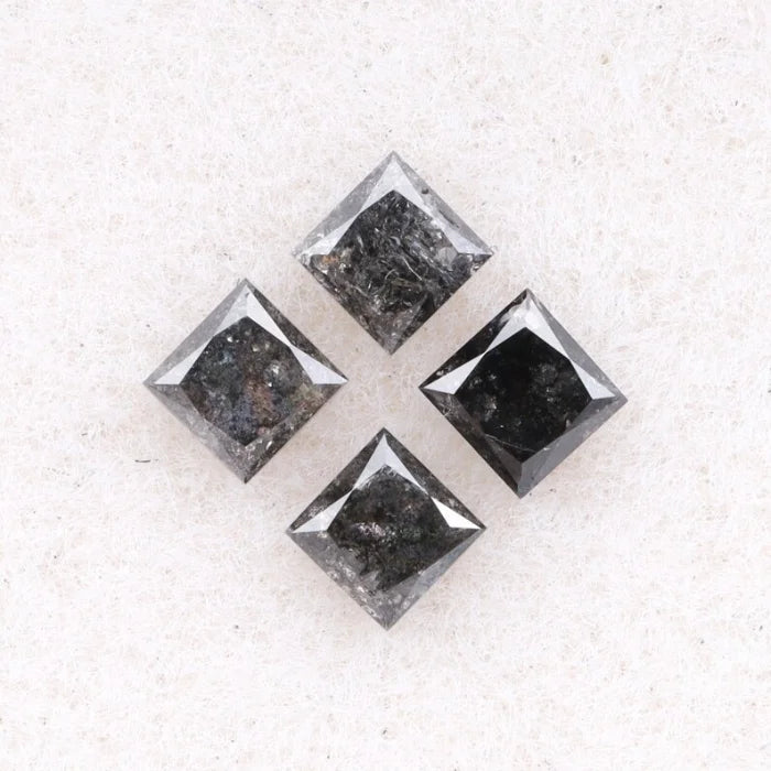 4.50 MM Princess Cut Salt And Pepper Melee Diamond