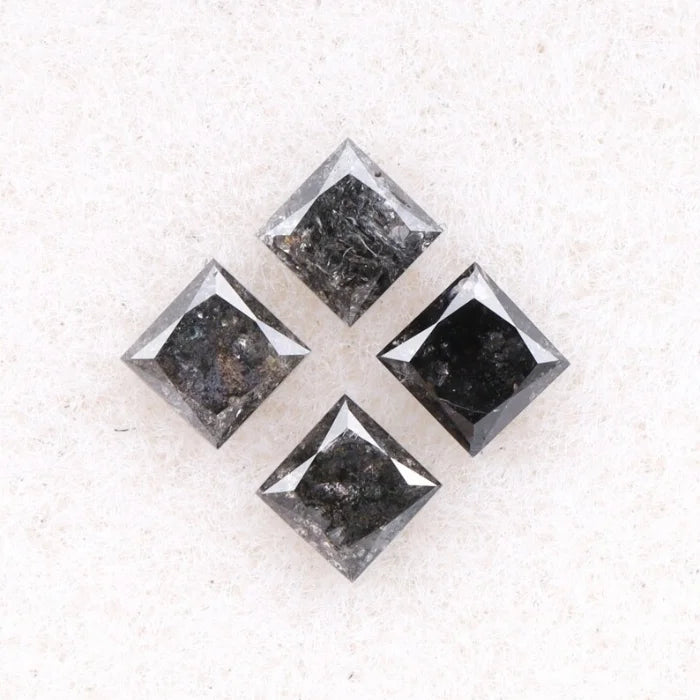 4.50 MM Princess Cut Salt And Pepper Melee Diamond