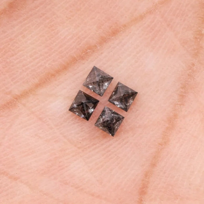 4.50 MM Princess Cut Salt And Pepper Melee Diamond