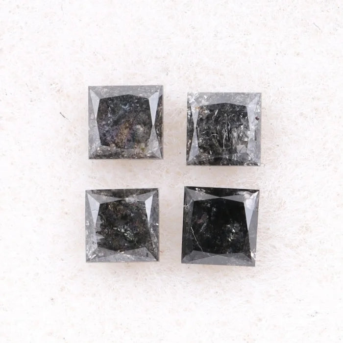 4.50 MM Princess Cut Salt And Pepper Melee Diamond