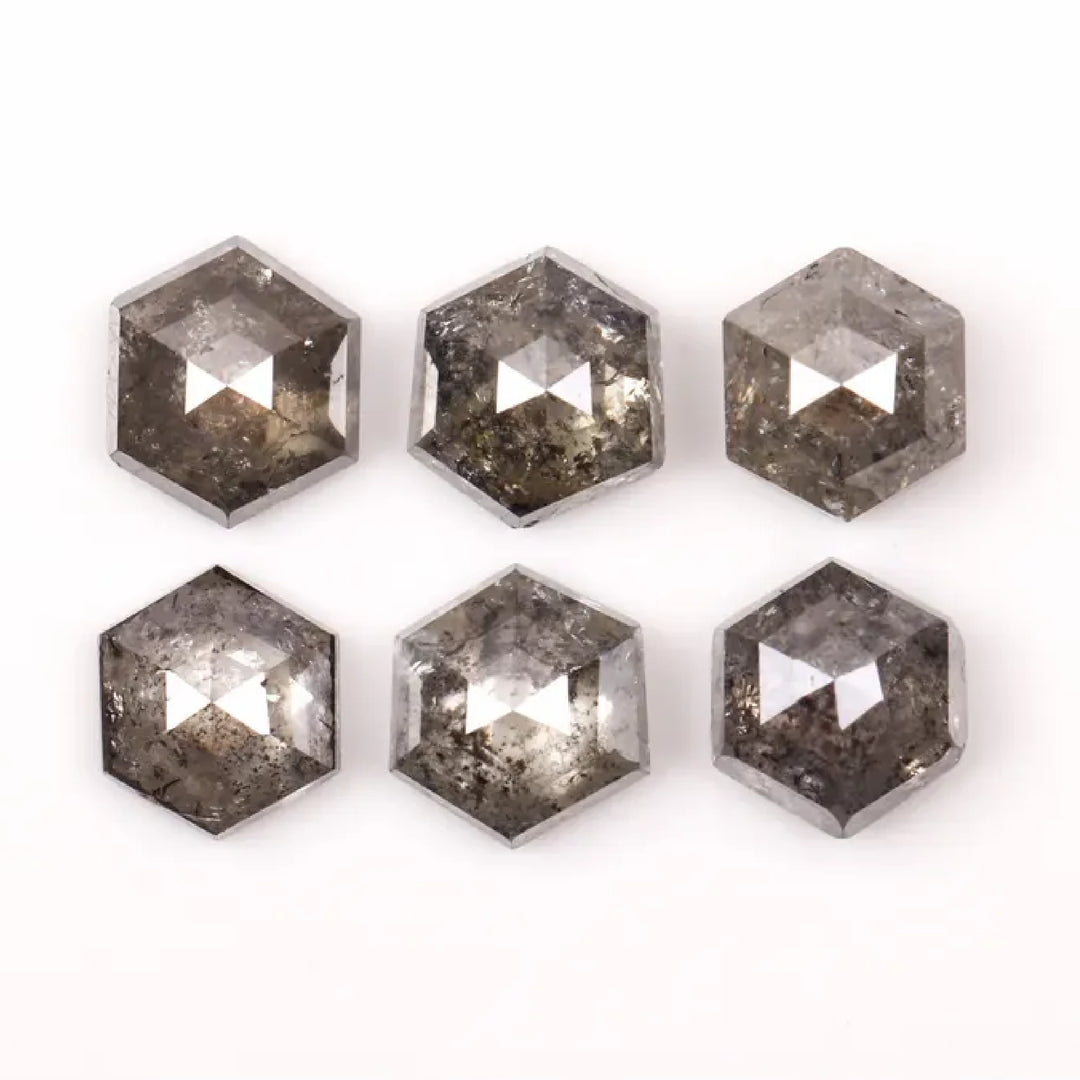4.5 MM Salt and Pepper Hexagon Melee Diamonds